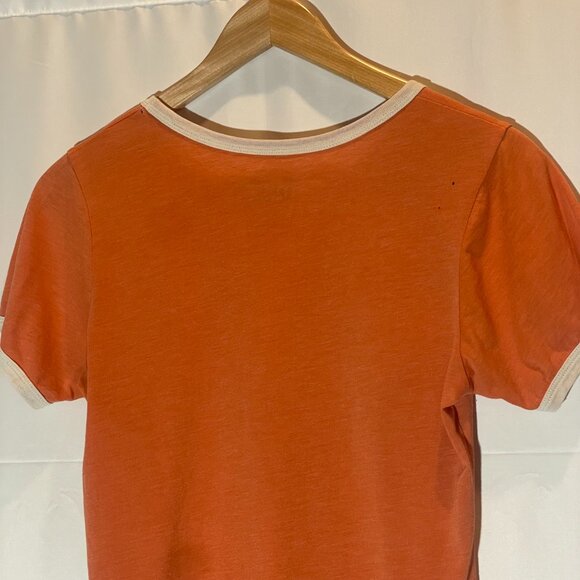 Orange Ringer Women's Tee "Aspen 80" by Brew City Cotton Size Small - Picture 3 of 5